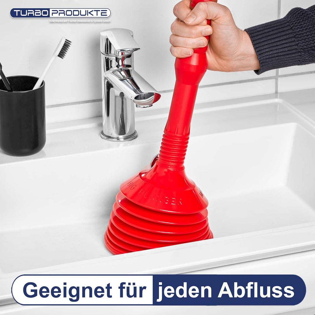 TURBO PRODUKTE Turbo Stampfer Eisblau - Pömpel rohrfrei - Saugglocke für Toilette, Waschbecken, Dusc