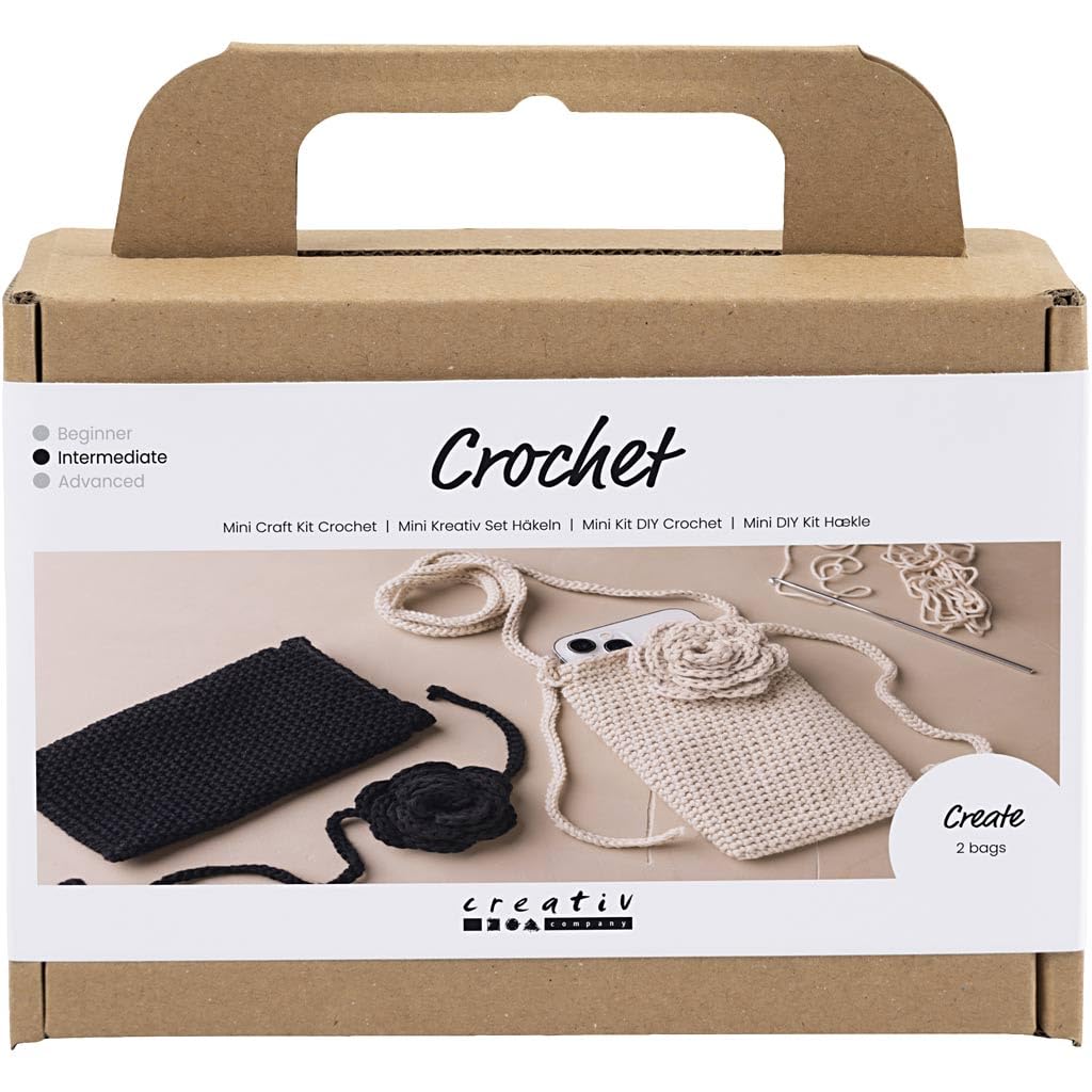 Creativ Mini-Bastelset Häkeln, Tasche mit Rose, 1 Packung