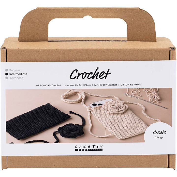 Creativ Mini-Bastelset Häkeln, Tasche mit Rose, 1 Packung