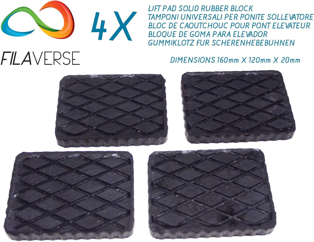 Gummiauflage 160x120x20mm - KIT mit 4 gummiklotz für Kfz Hebebühnen. Abmessungen des Gummiklotzes E1