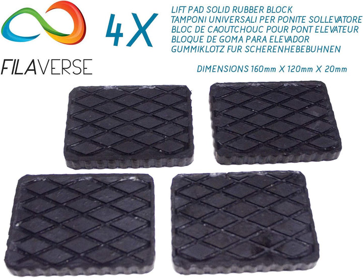 Gummiauflage 160x120x20mm - KIT mit 4 gummiklotz für Kfz Hebebühnen. Abmessungen des Gummiklotzes E1