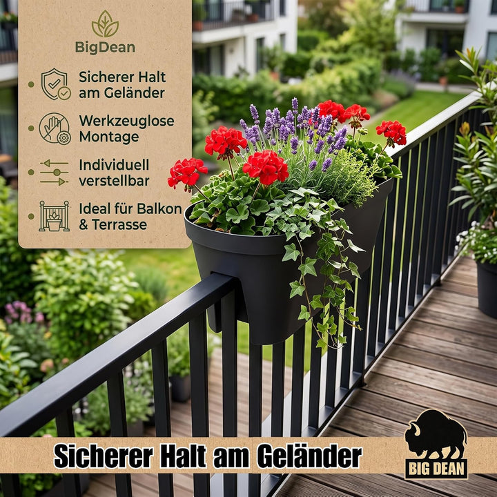 BigDean 3X Blumenkasten Balkongeländer 60cm Anthrazit