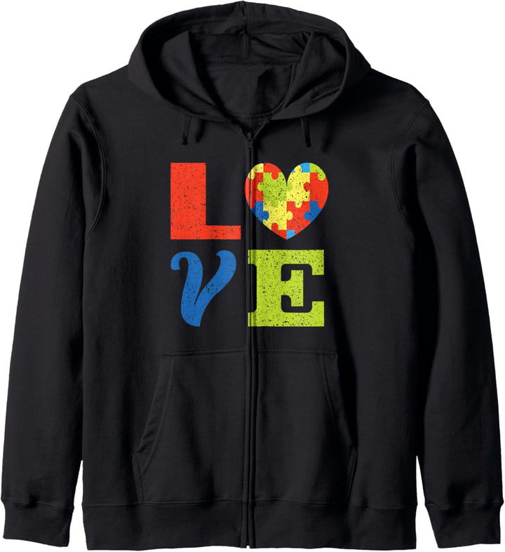 Autismus-Bewusstsein Geschenk niedlich Vintage Liebe ASD od Kapuzenjacke