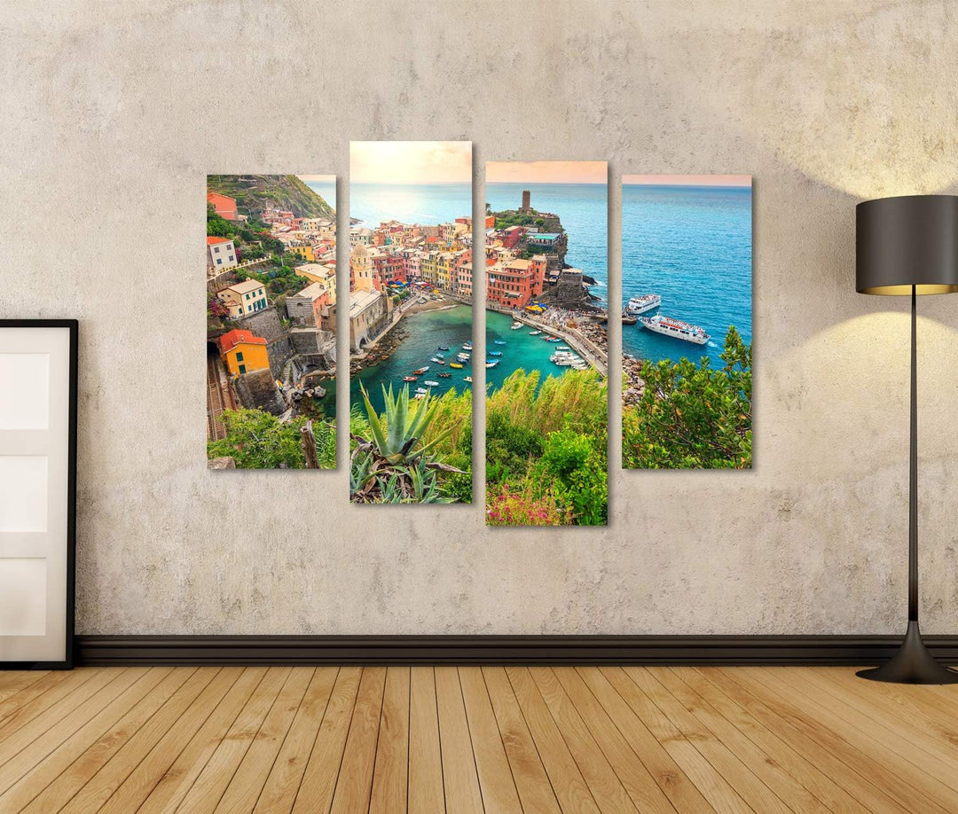 islandburner Bild auf Leinwand Vernazza Dorf Atemberaubender Sonnenaufgang Cinque Terre Italien Euro
