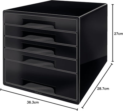 Leitz CUBE Schubladenbox mit 5 Schubladen, Inkl. transparentem Schubladeneinsatz, Zur Aufbewahrung v