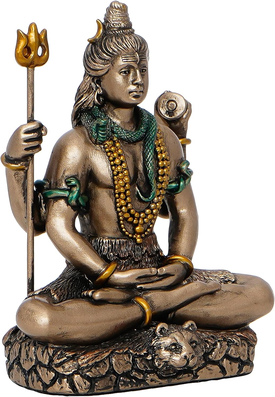 eCraftIndia Meditatin Lord Shiva Dekofigur aus kaltgegossener Bronzeharz, braun und gold, Einheitsgr