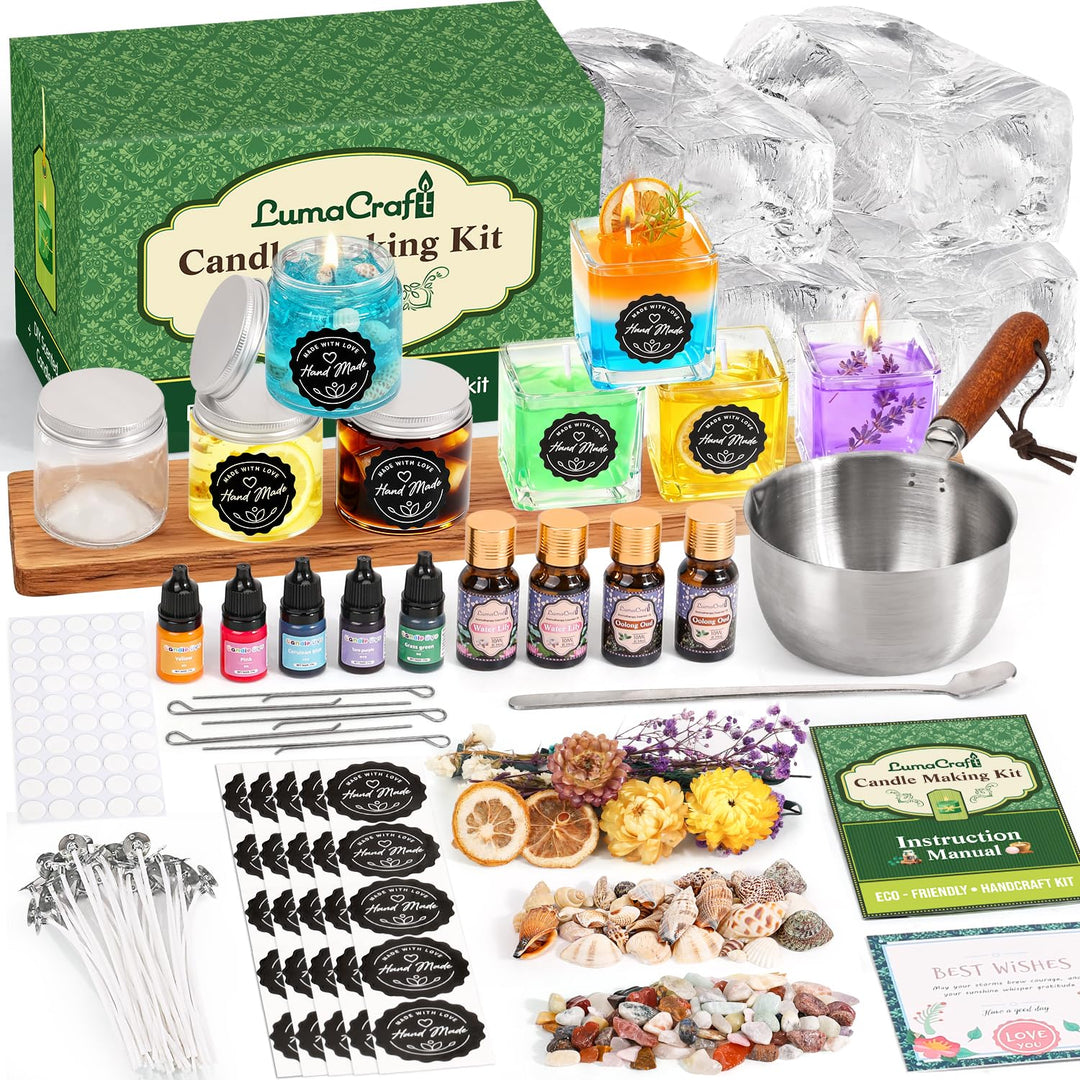 LumaCraft Kerzen Set zur Kerzenherstellung mit klarem Gelwachs – 2000g Transparentes Jelly Wachs mit