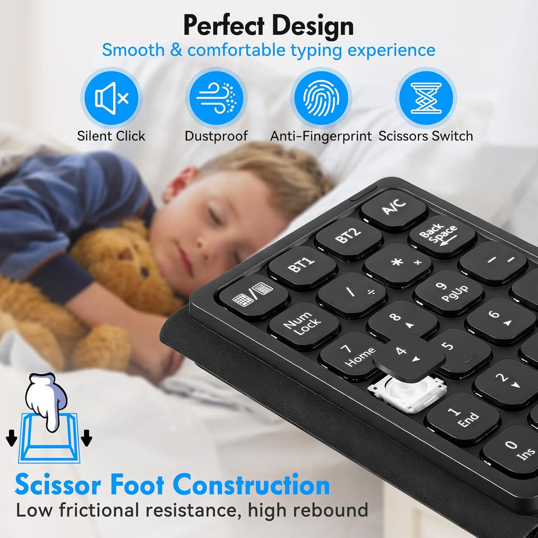 Bluetooth Numpad, Luckits Tragbar Ziffernblock kabellos mit Display & Touchpad-Rechner 23 Tasten Fal