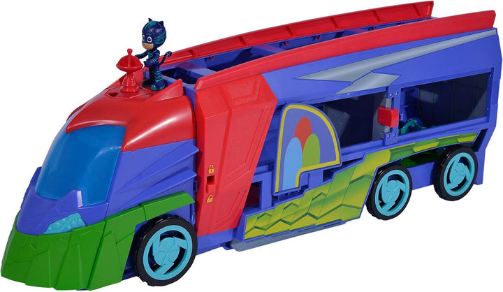 Simba 109402466 - PJ Masks Verwandelbares Hauptquartier, Fahrzeug, 2-in-1, transformiert sich, mit L