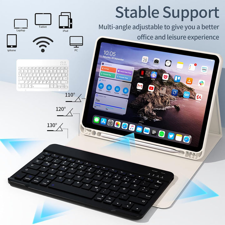 Hülle mit Tastatur für iPad Air 11 Zoll (M4/M3/M2) 2026/2025/2024, iPad Air 5./4. generation 2022/20