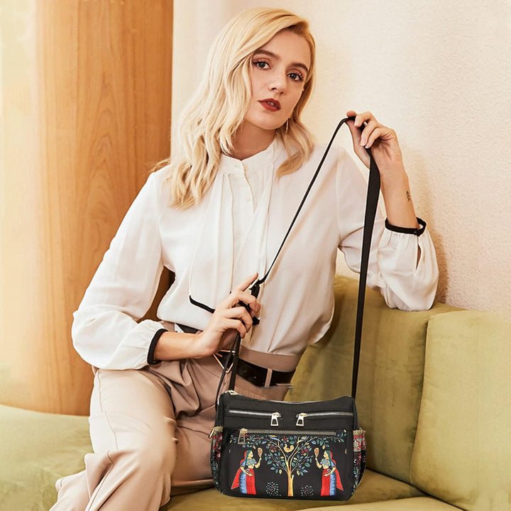 PORRASSO Damen Mode Umhängetasche Multi-Tasche Schultertasche Mädchen Nylon Handtasche für Reisen Ei