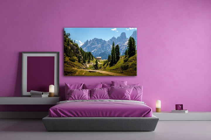 deyoli Italienische Berglandschaft mit Waldhütte Format: 100x70 als Leinwandbild, Motiv fertig gerah