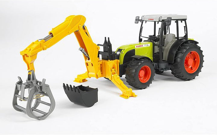 bruder 02338 - Zubehör Heckbagger mit Greifer & Schaufel - 1:16 Traktor Zubehör, Anhänger, Forstwirt