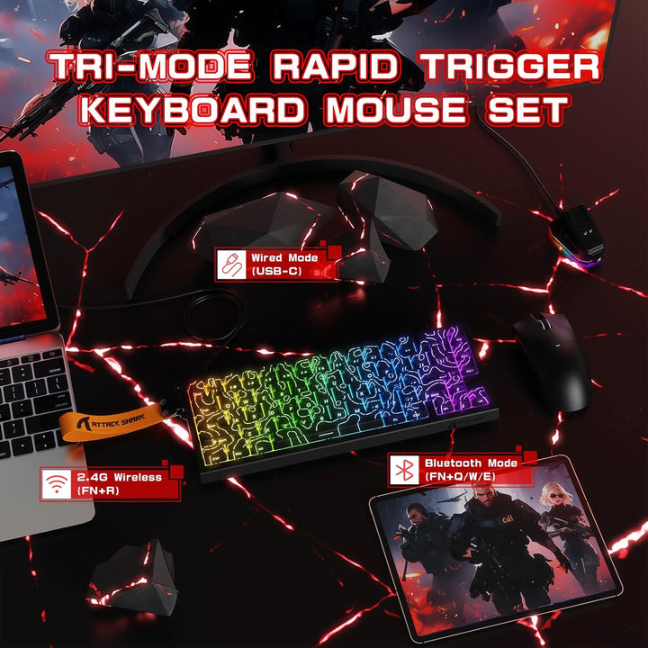 MAMBASNAKE × Attack Shark kabellose Tastatur und Maus mit magnetschaltern, 8-kHz-Rapid-Trigger-Tasta