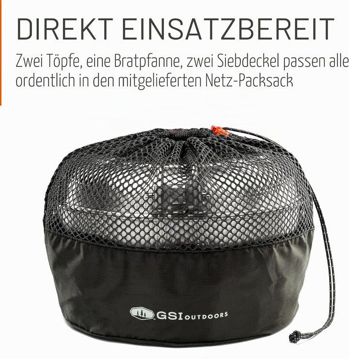 GSI Outdoors Stainless Steel Base Camper - 3 Pieces Cookset Einheitsgrösse, Einheitsgröße