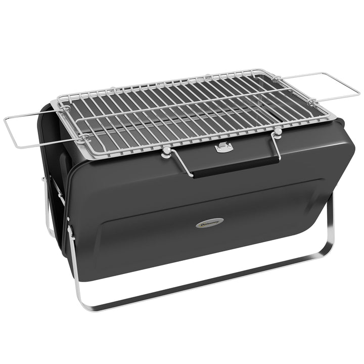 Outsunny Tragbarer Mini-Holzkohlegrill mit Kofferschale, faltbarer Tischgrill für Garten, Camping, P