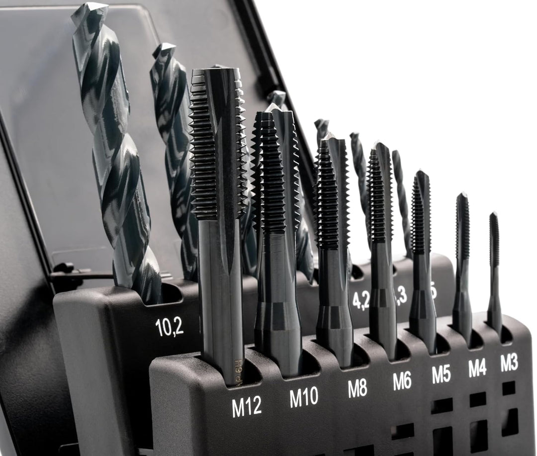 BAER Gewindeschneider Set M3 - M12 TriTap HSSE-VAP: Gewindebohrer Set Durchgangsloch - Kernlochbohre