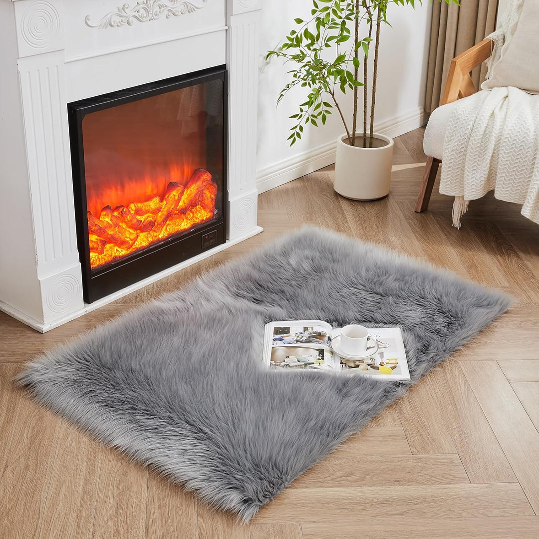 HEQUN Faux Lammfell Schaffell Teppich Kunstfell Dekofell Lammfellimitat Teppich Longhair Fell Nachah