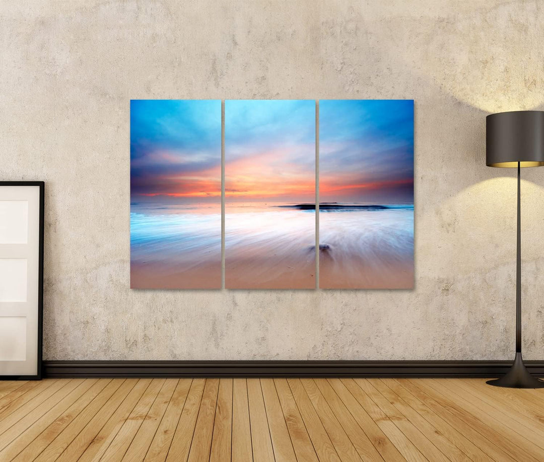 islandburner Bild auf Leinwand Sonnenuntergang Strand Meer Bilder Wandbilder Poster Leinwand 130x80c