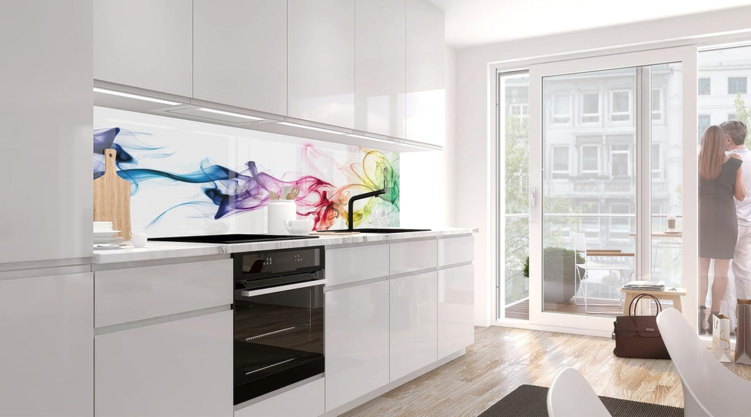 StickerProfis Küchenrückwand selbstklebend Glasoptik - BUNTER Rauch - 1.8mm, Versteift, alle Untergr