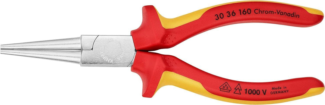 Knipex Langbeckzange verchromt, isoliert mit Mehrkomponenten-Hüllen, VDE-geprüft 160 mm 30 36 160 ve