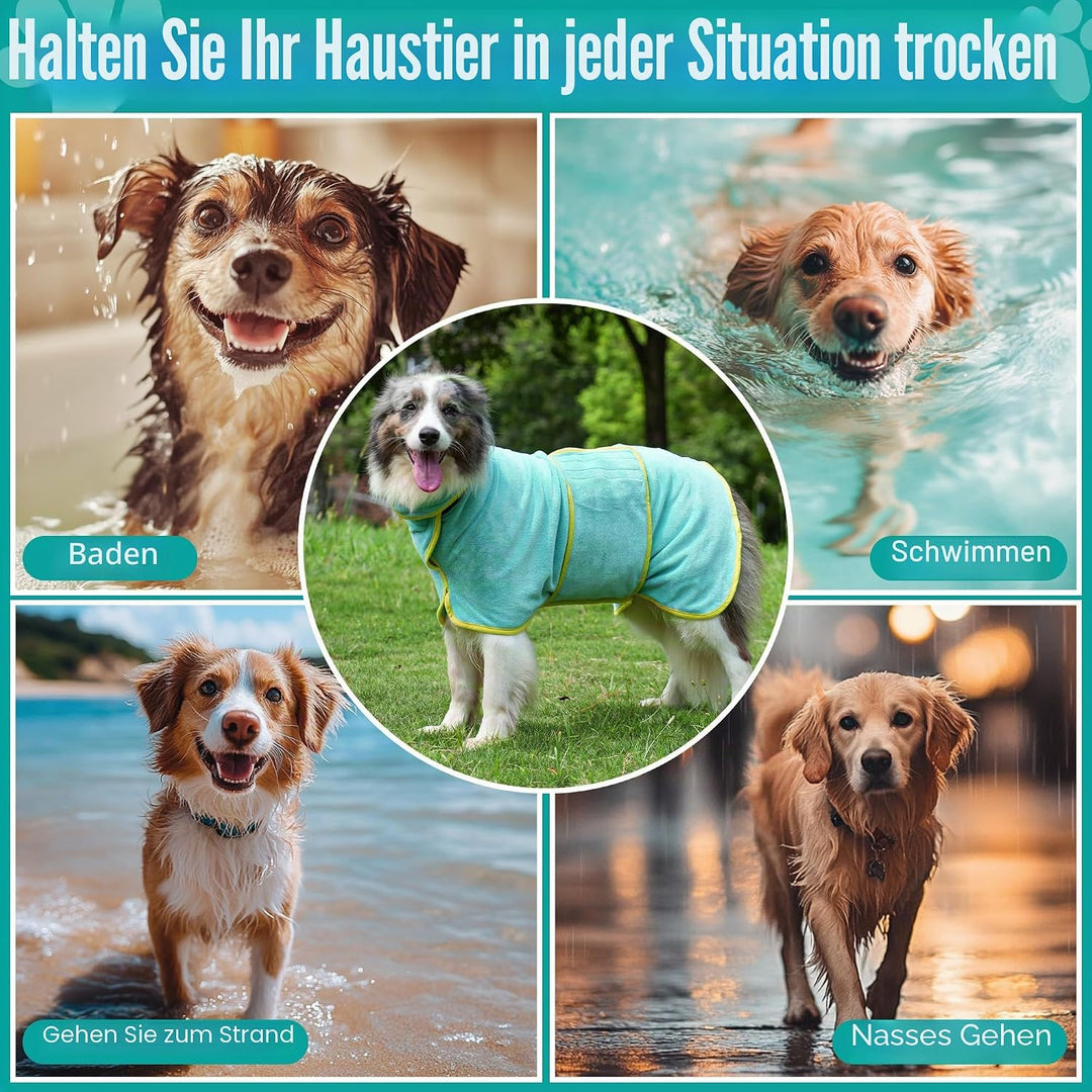 Hundebademantel Ultra Saugfähig Mikrofaser Hunde Trockenmantel für Schnelles Trocknen, Weiches Doppe