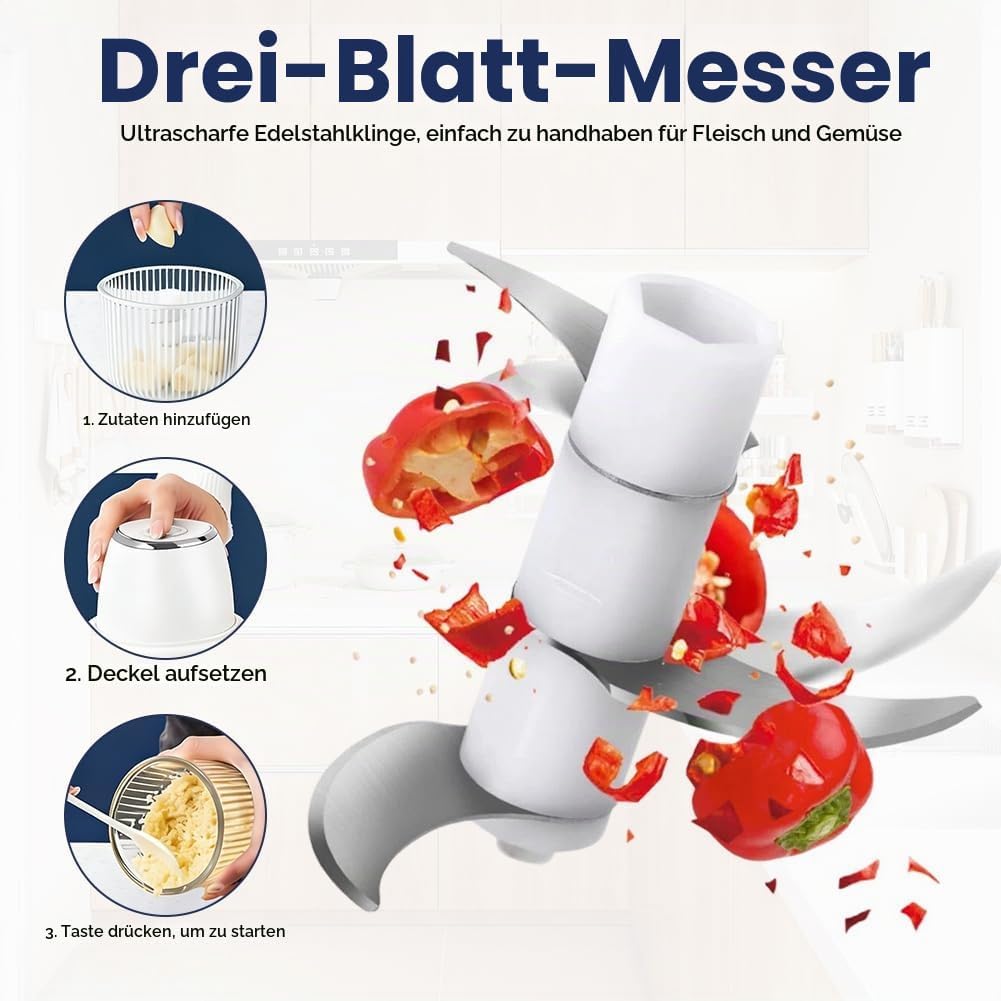 Tragbarer Mini-Zerkleinerer,Mixer Küche, Gemüsezerkleinerer Zwiebelschneider mit USB-Anschluss, Univ