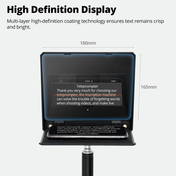 Ambitful T1 Pro Teleprompter für Handy mit Desktop-Stativ, schnell einzurichten, tragbares Telepromp