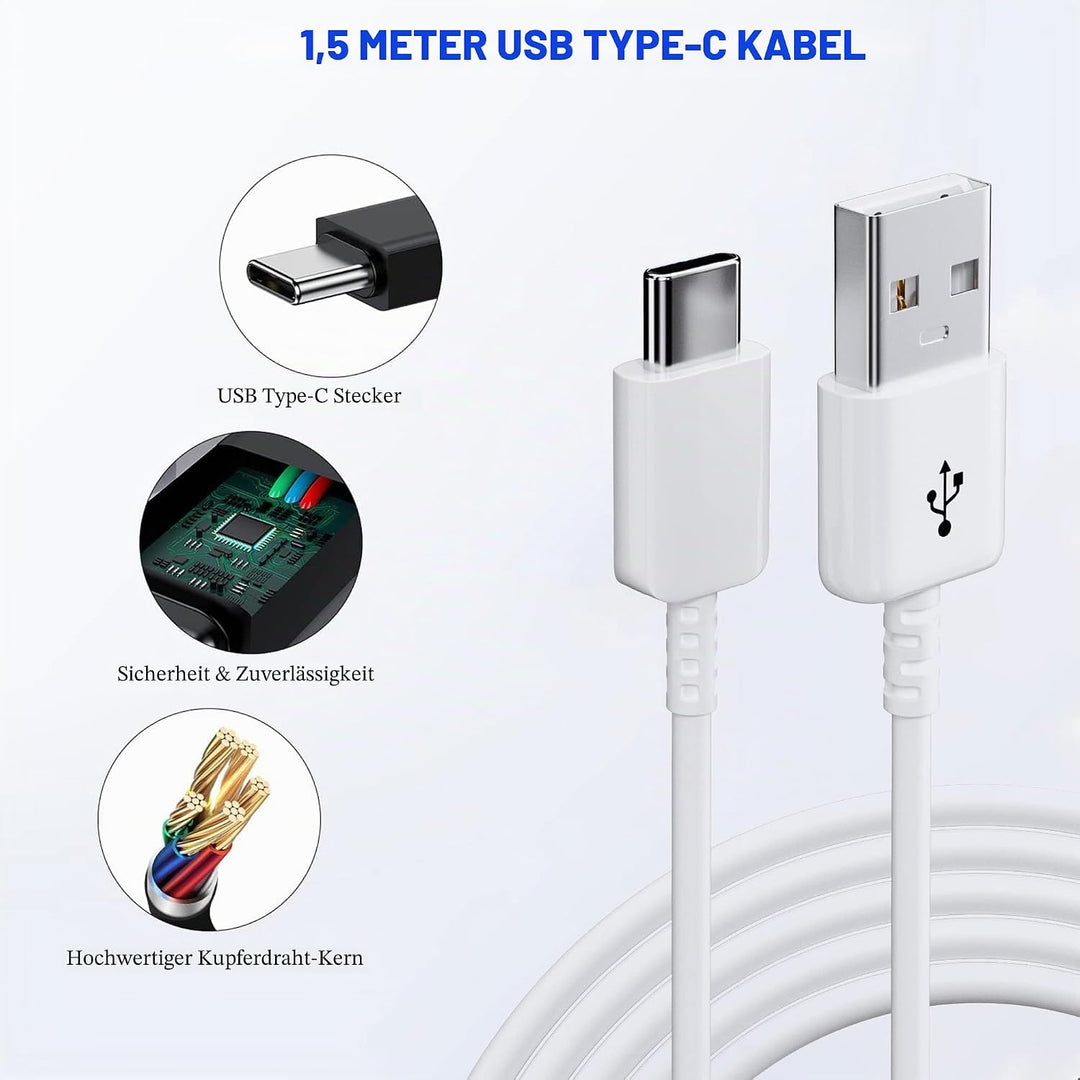 2-Pack Ladegerät mit USB Typ-C Ladekabel Schnellladekabel Für Samsung Galaxy S8 S8+ S9 Plus S9+ S10