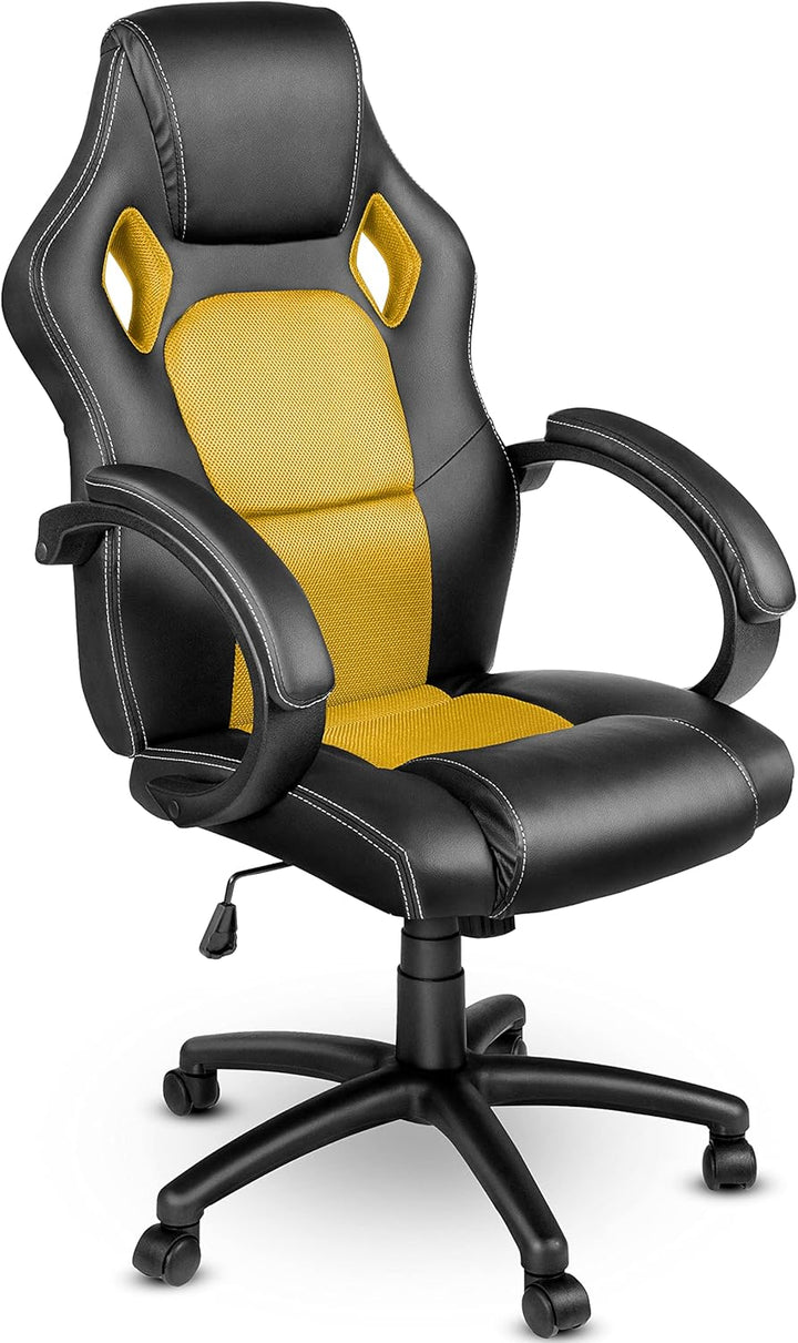 Racing Chefsessel Bürostuhl Drehstuhl 14 Farbvarianten, gepolsterte Armlehnen, Wippmechanik, Lift SG