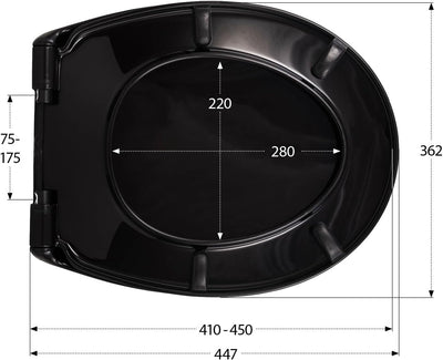 'aquaSu® Schwarzer Toilettendeckel nachhaltig Davoli, WC-Sitz mit Absenkautomatik, Made in EU, aus 1