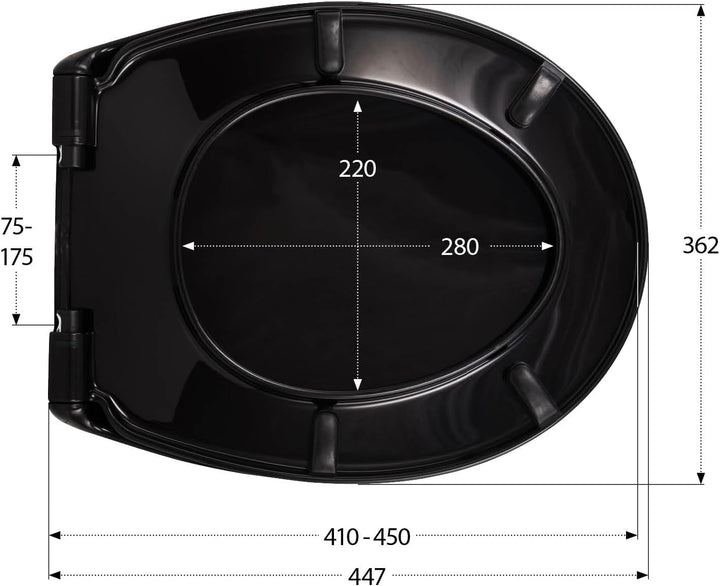'aquaSu® Schwarzer Toilettendeckel nachhaltig Davoli, WC-Sitz mit Absenkautomatik, Made in EU, aus 1