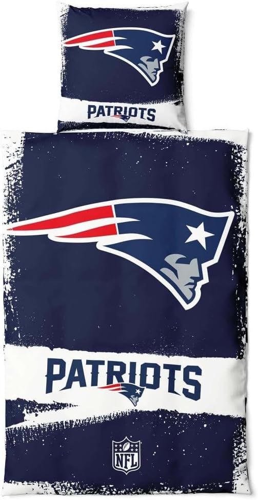 New England Patriots NFL Bettwäsche Set ** Raw ** Baumwolle, Reissverschluss, 135x200 cm Bettdeckenb
