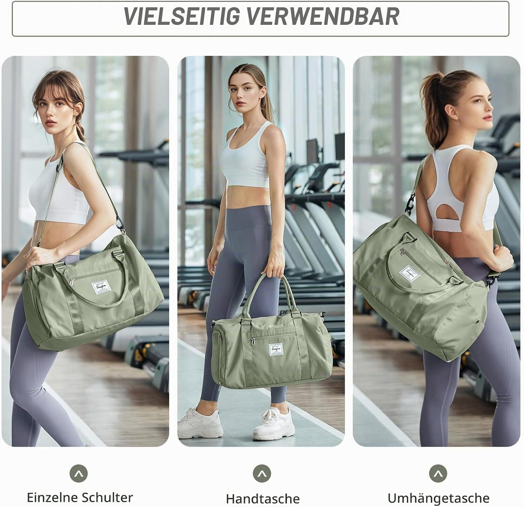 HYC00 Sport Duffel Bag Damen Handgepäck Sporttasche für Damen und Herren mit Nassfach &amp; Schuhfach, R