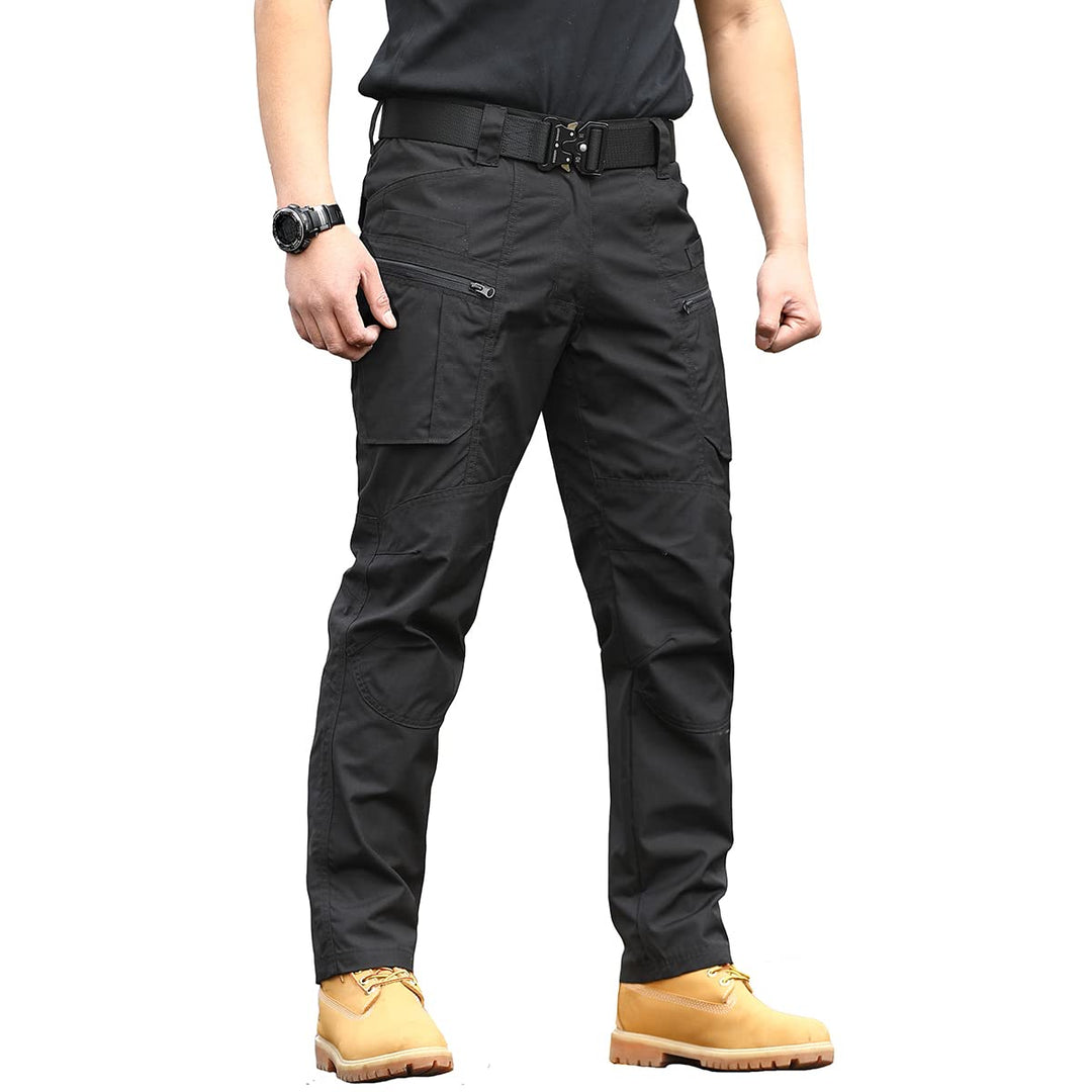 CARWORNIC Herren Taktische Hose wasserdichte Cargo Hose Militär Outdoorhose 34W / 30L Schwarz, 34W /
