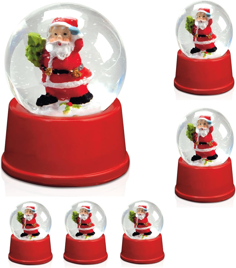 6 Stück Schneekugeln mit Weihnachtsmann Figur Snowdome Kugelornamente Schneewirbel als Deko oder Mit