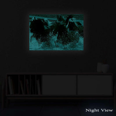 Startonight Bilder Pferde Wasser, Leinwandbilder Moderne Kunst, Tiere Wanddeko Kunstdrucke, Wandbild
