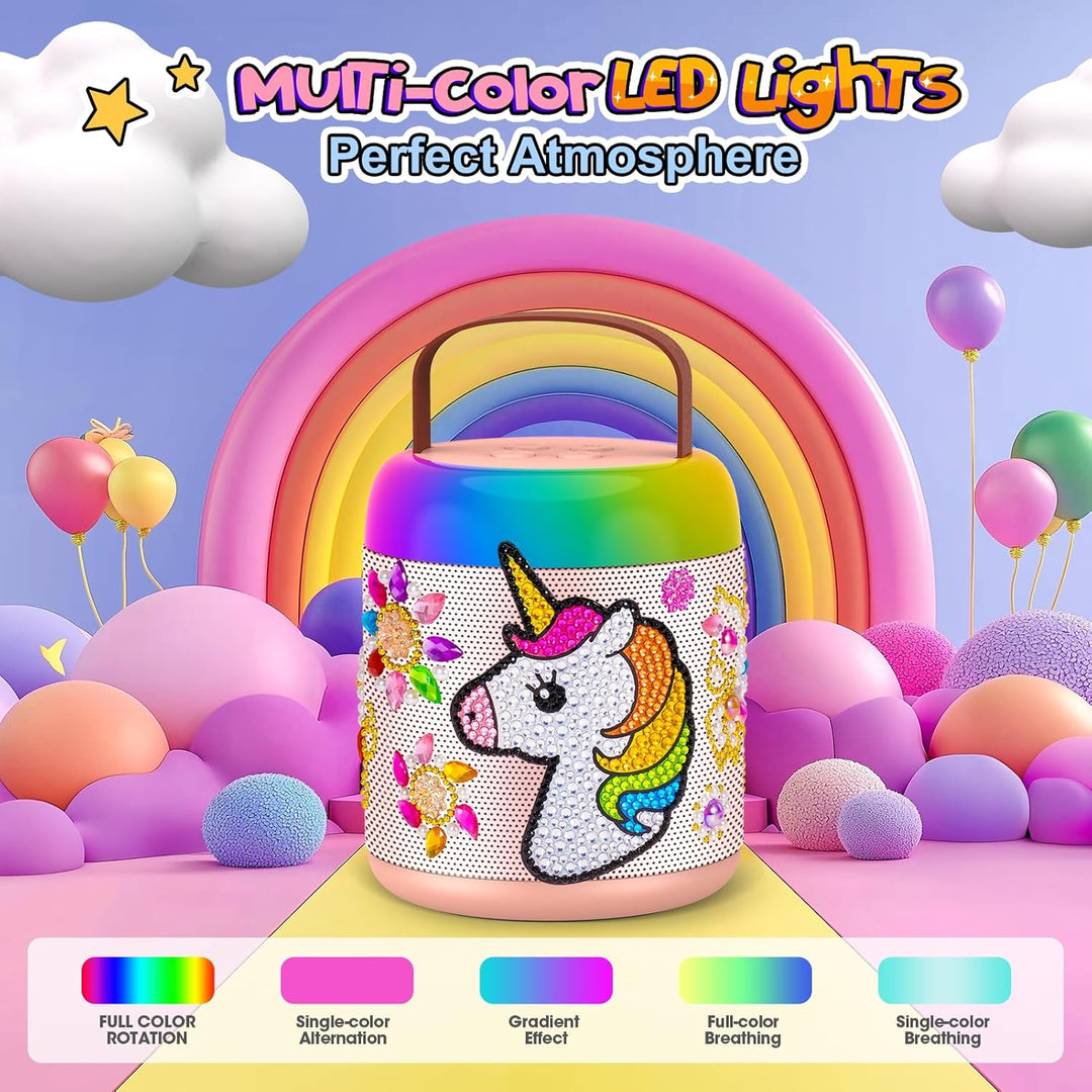 Karaoke Maschine mit 2 Mikrofon Kinder, Einhorn Geschenke für Mädchen Geschenk Mädchen 3-12 Jahre, T