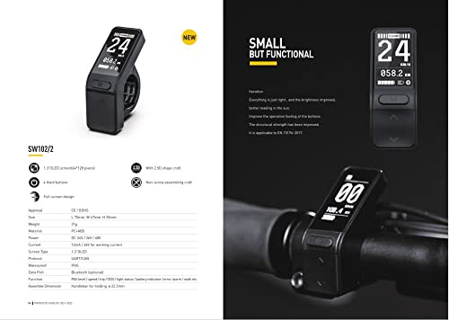 Enerpower Display SW102 6-Pins System nur für Tongsheng TSDZ2 IP65, Klein, 150 cm Kabellänge