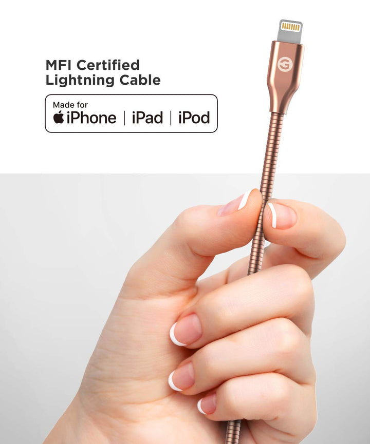 GALVANOX Haustiersicheres iPhone-Ladegerät, geflochtenes Metall-Lightning-auf-USB-C-Ladekabel, Apple