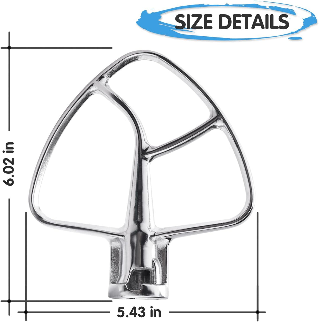 Flachrührer-Aufsatz aus Edelstahl für KitchenAid 4,5–5 Quart Mittelgrosse Küchenmaschinen mit kippba