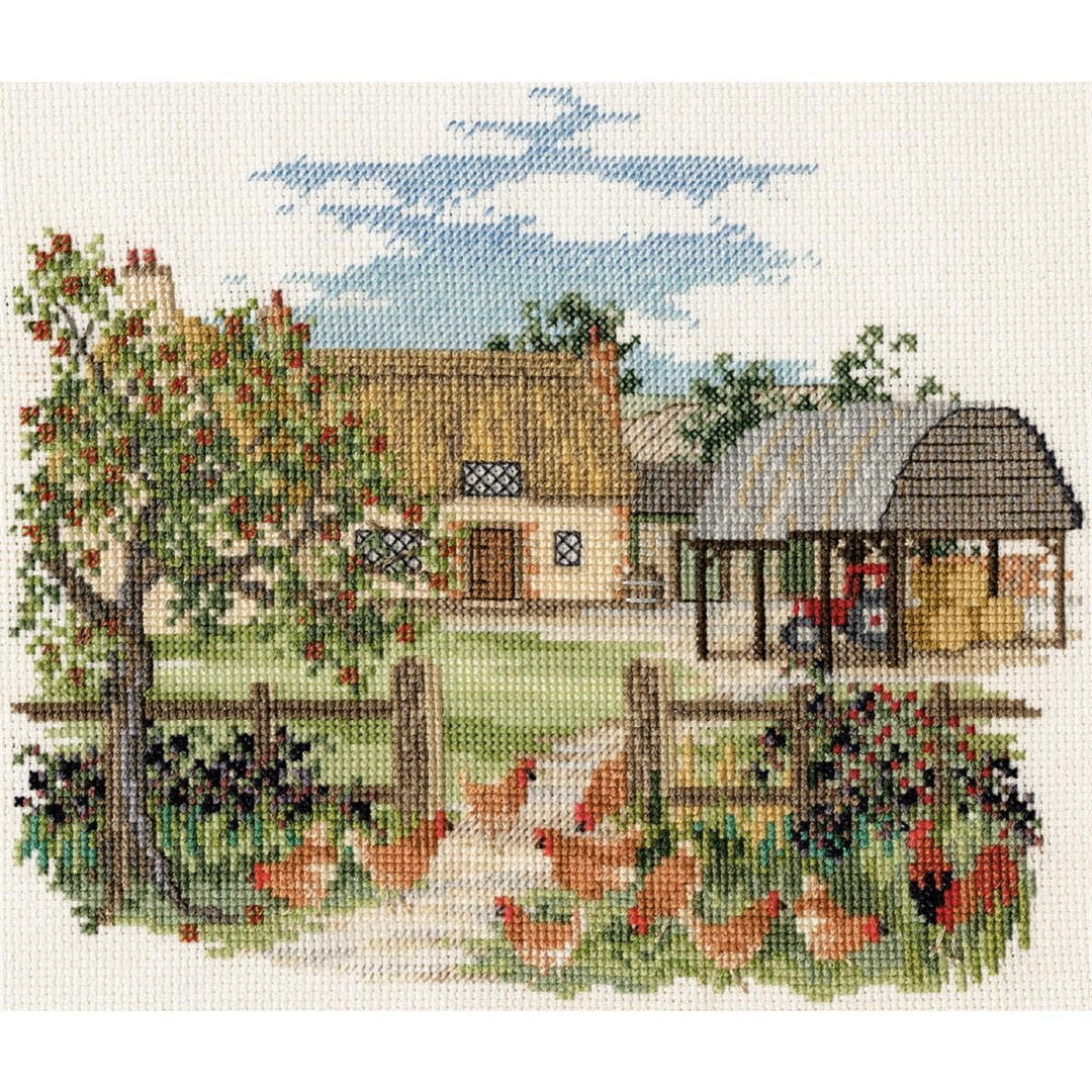 Bothy Threads Kreuzstich-Set Landschaft – Apfelbaum Bauernhof, 20x17cm, DWCON07, Zählmuster