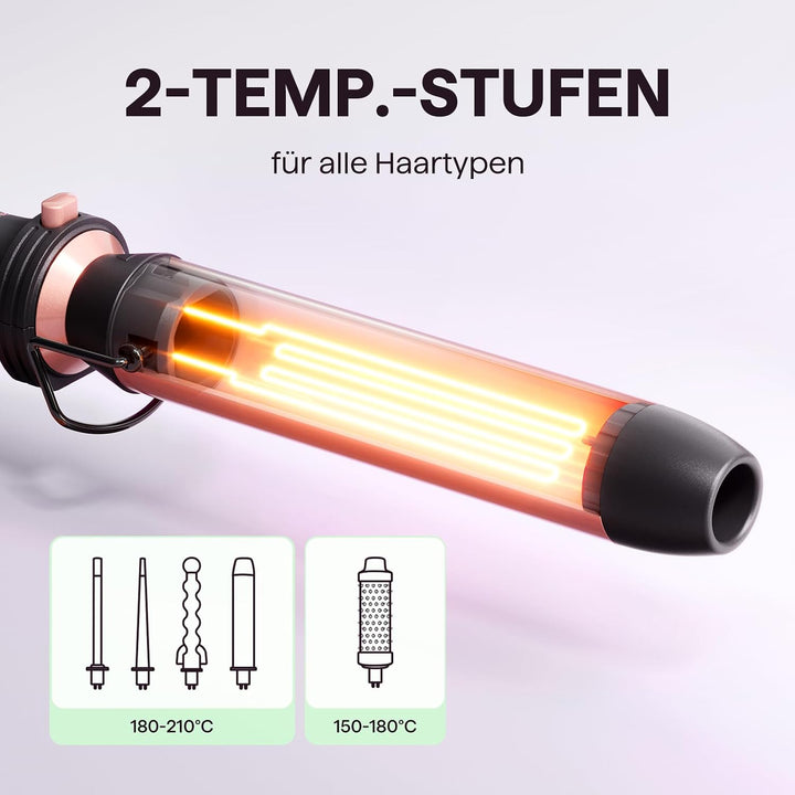 Wavytalk Lockenstab, 5-in-1 Lockenstäbe Set mit Lockenbürste und 4 austauschbaren Lockenwickler Kera