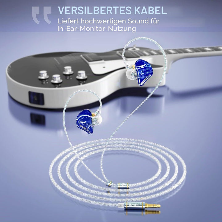 BASN MMCX In-Ear-Kopfhörer, Musiker, Dreifach-Treiber, geräuschisolierende Kopfhörer mit 2 verbesser