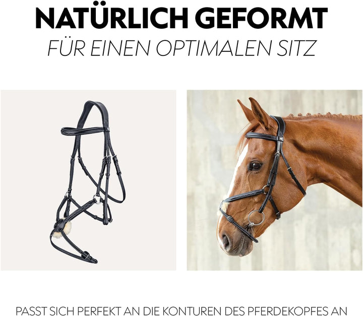 SUNRIDE mexikanische Trense Acapulco mit Zügel - aus Echtleder mit Fell, gepolstert, anatomisch (Ful