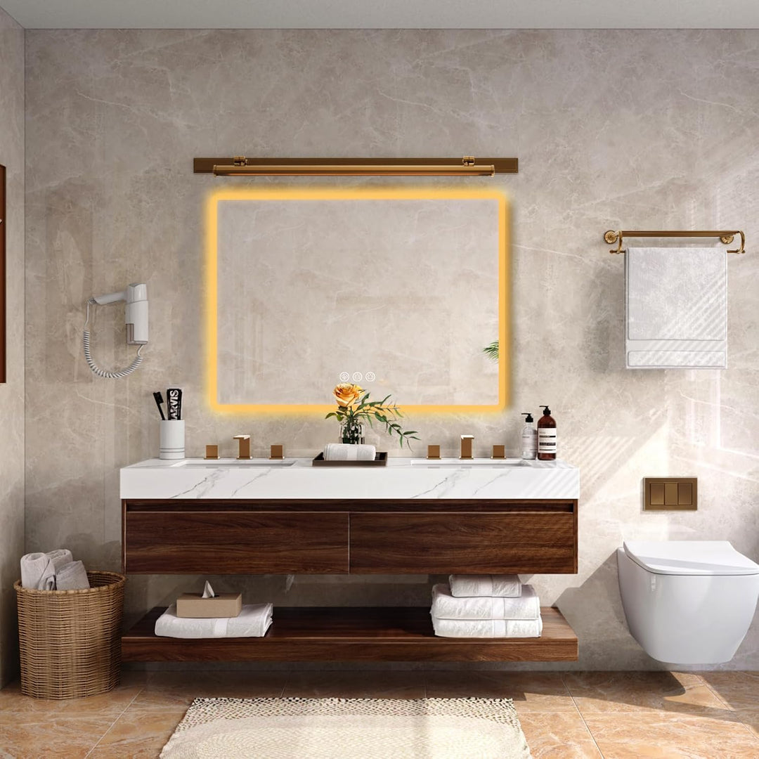 Badezimmerspiegel mit Beleuchtung LED, 70x100cm Spiegel mit Light, Wandspiegel mit Frontbeleuchtung,