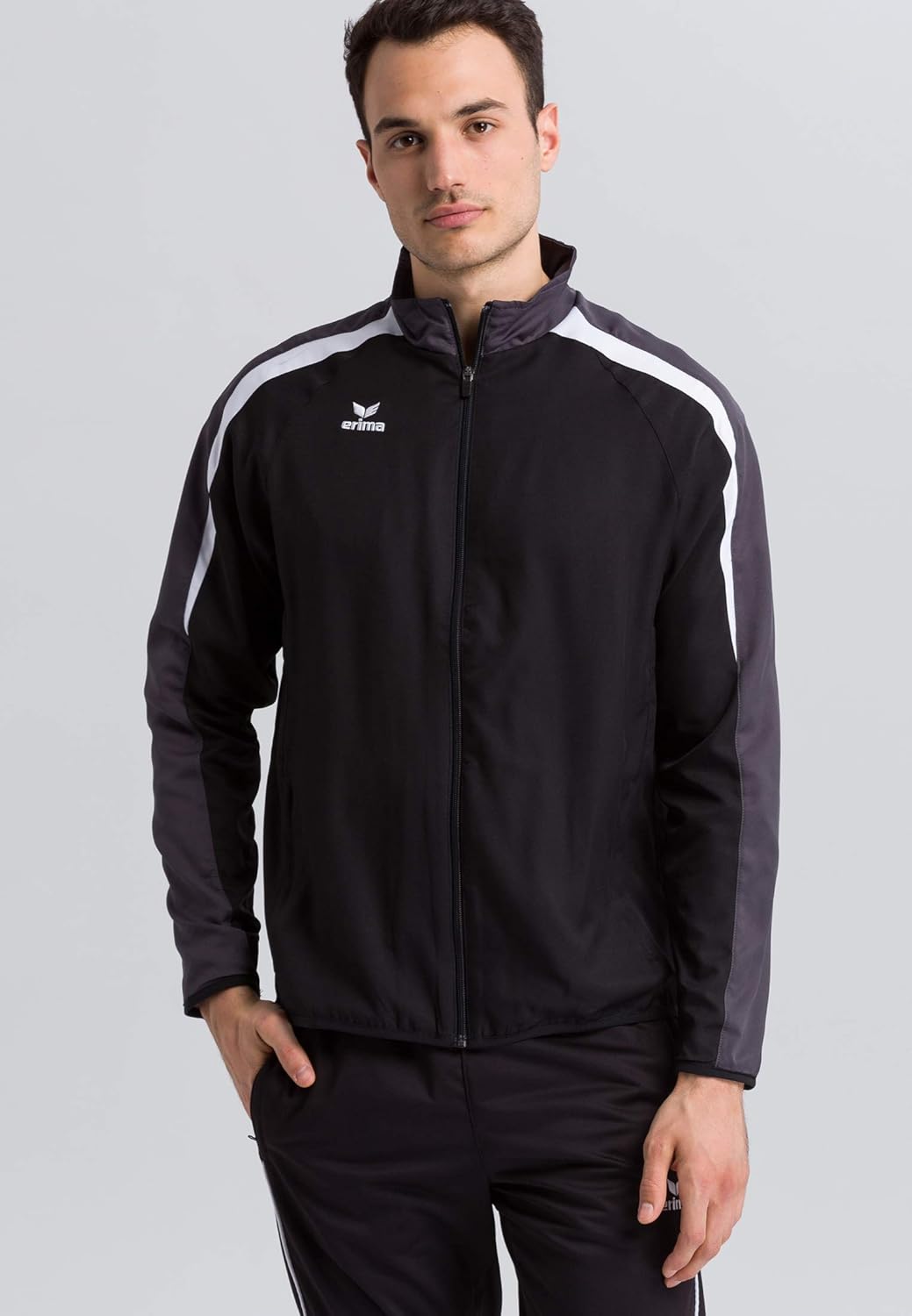 Erima Herren Liga Line 2.0 Präsentationsjacke S Schwarz/Weiss/Dunkelgrau, S Schwarz/Weiß/Dunkel