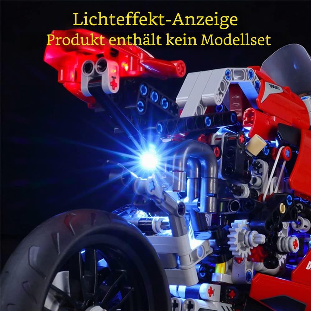 GEAMENT LED Licht-Set Kompatibel mit Lego Technic Ducati Panigale V4 R Motorrad - Beleuchtungsset fü