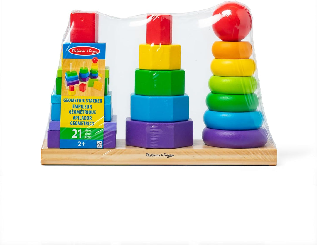 Melissa & Doug Geometrischer Stapler | Lernspielzeug | Holzspielzeug mit Formen | 2+ | Geschenk für