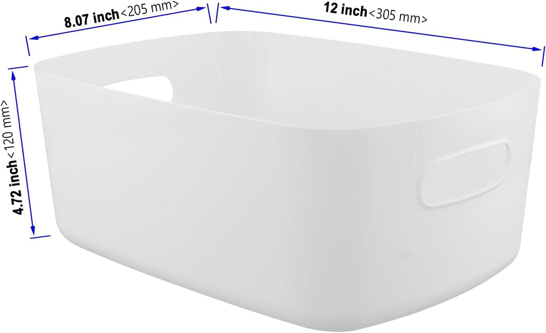 6 Stück Gross Aufbewahrungsbox Weiss,30.5 x 20.5 x 12 cm Körbe Kunststoff mit Griffen, Küchenschrank